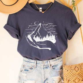 Women Adventurer Shirt Hand Drawn Mountain T-Shirt