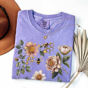 Bee Floral Graphic Botanical T-Shirt