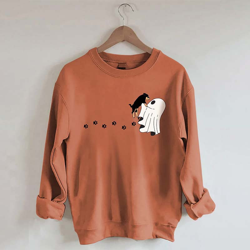 Cute Ghost Dog Halloween Black Sweatshirt