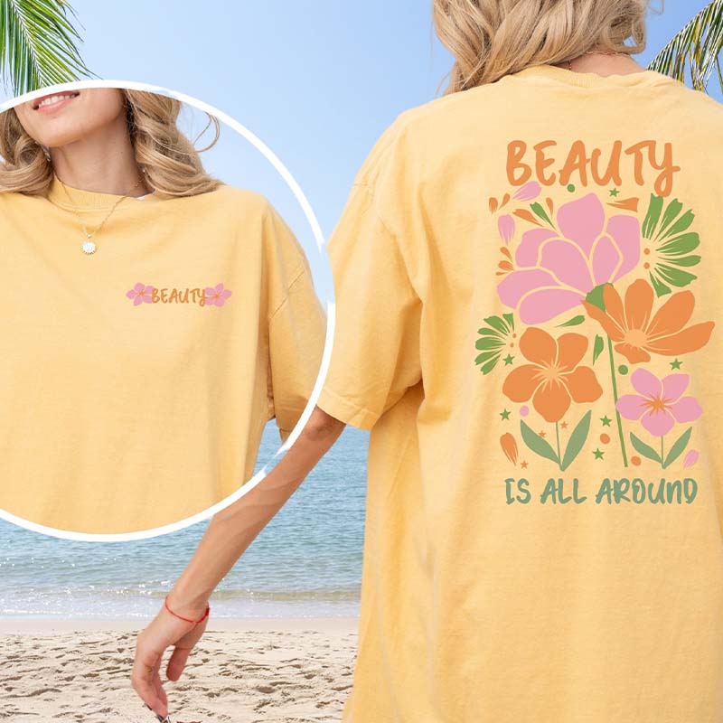 Beauty All Around  Retro Floral T-Shirt