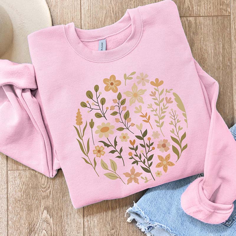 Boho Cottagecore Wildflowers Ring Sweatshirt