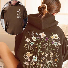 Bohemian style retro wildflower round neck Hoodie