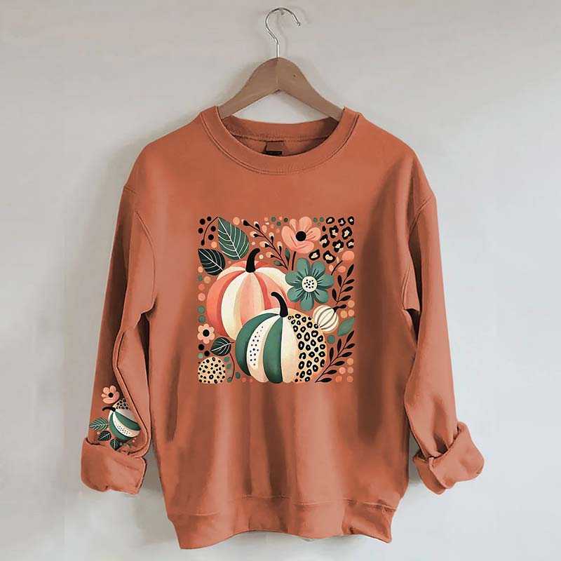 Leopard Pumpkin Boho Fall Sweatshirt