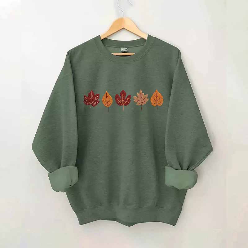 Printed Fall Leaves Sweatshirt