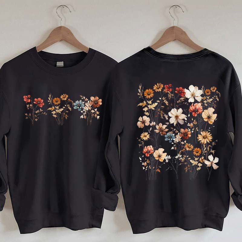 Retro Vintage Pressed Flowers Sweatshirt