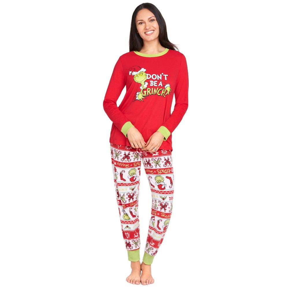 Christmas Grinch Cartoon Print Funny Xmas Family Matching Pajamas Sets