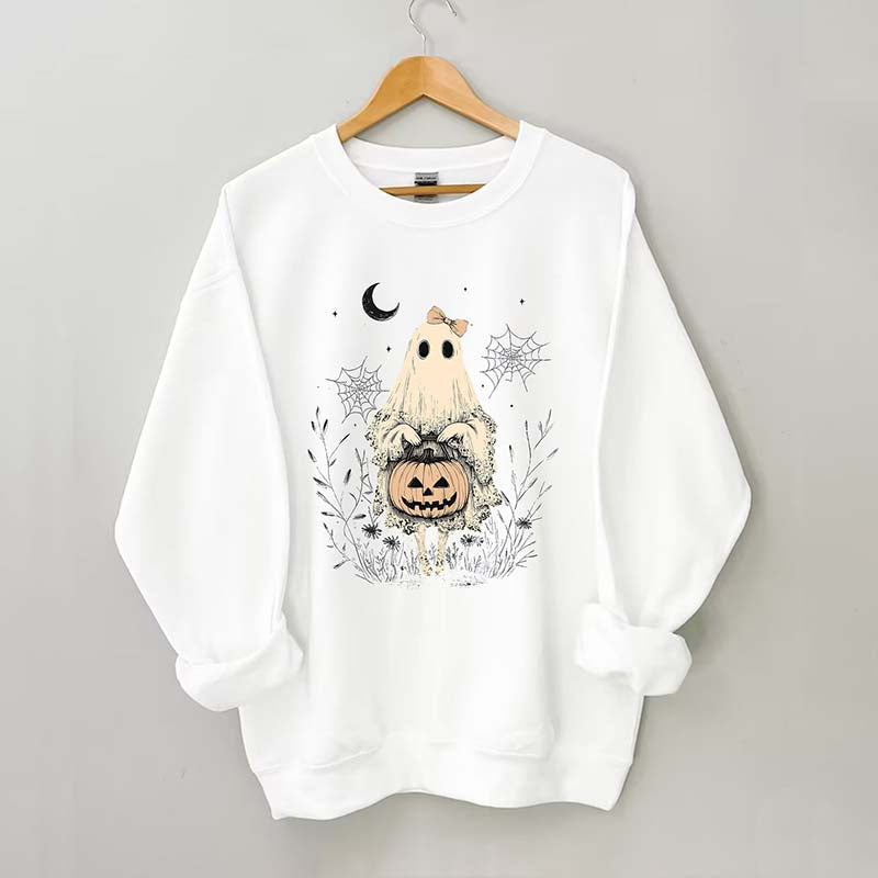 Halloween Lace Ghost Moon Sweatshirt