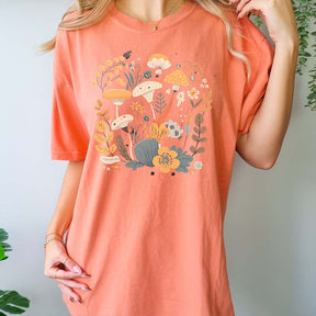 Hippie Mushroom And Flowers T-Shirt