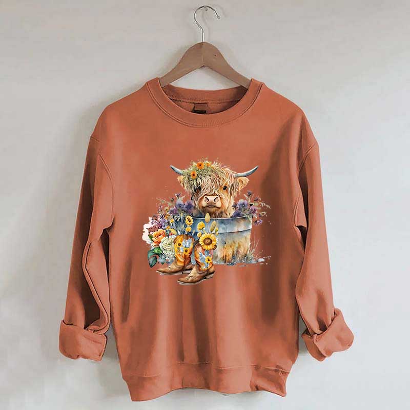 Highland Cow in Metal Tub Sweatshirt