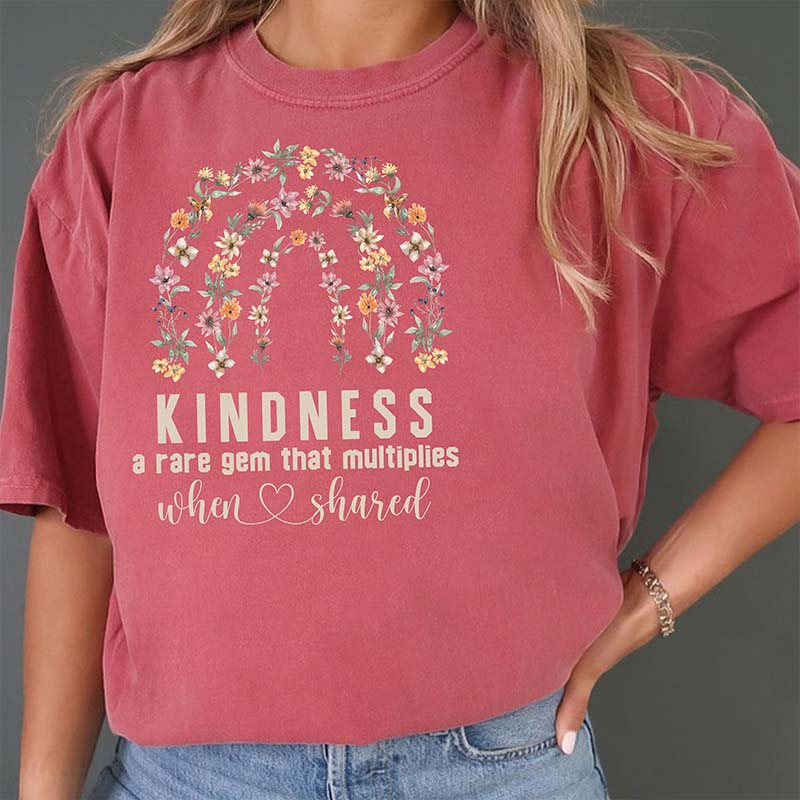 Kindness Floral Rainbow Positivity T-Shirt