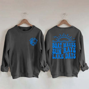 Boat Waves Sun Rays Lake Days Sweatshirt