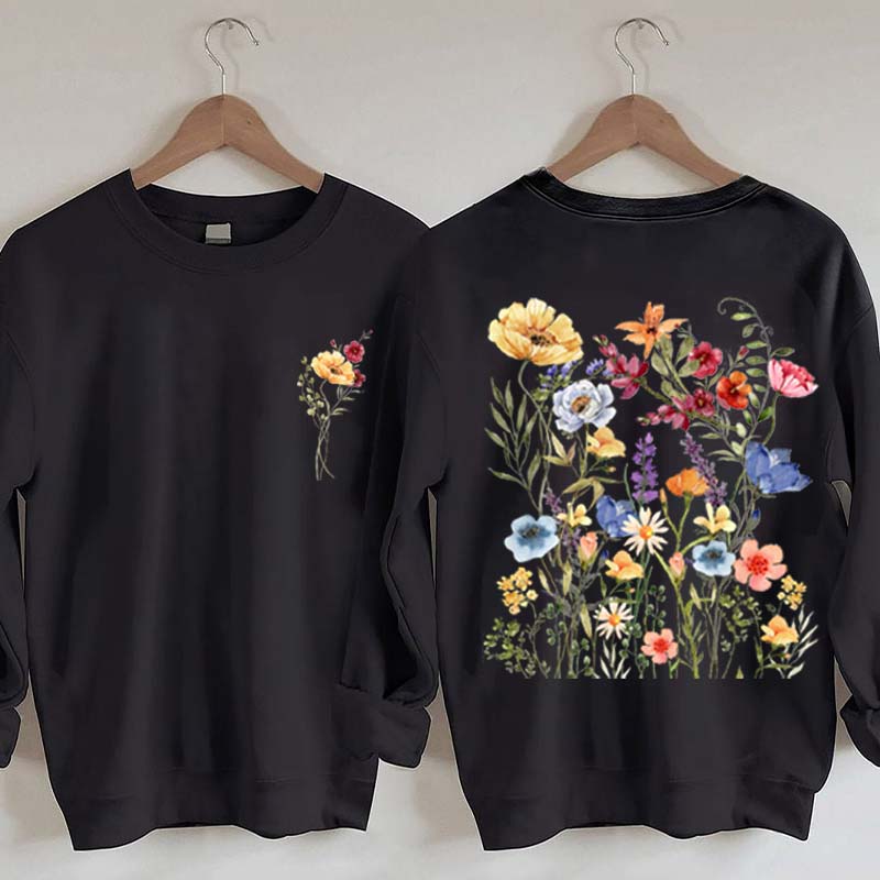 Vintage Pressed Yellow Flowers Sweatshirt