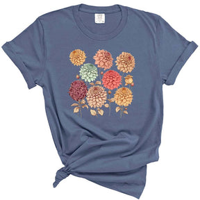 Vintage Dahlias Nature Flowers T-Shirt