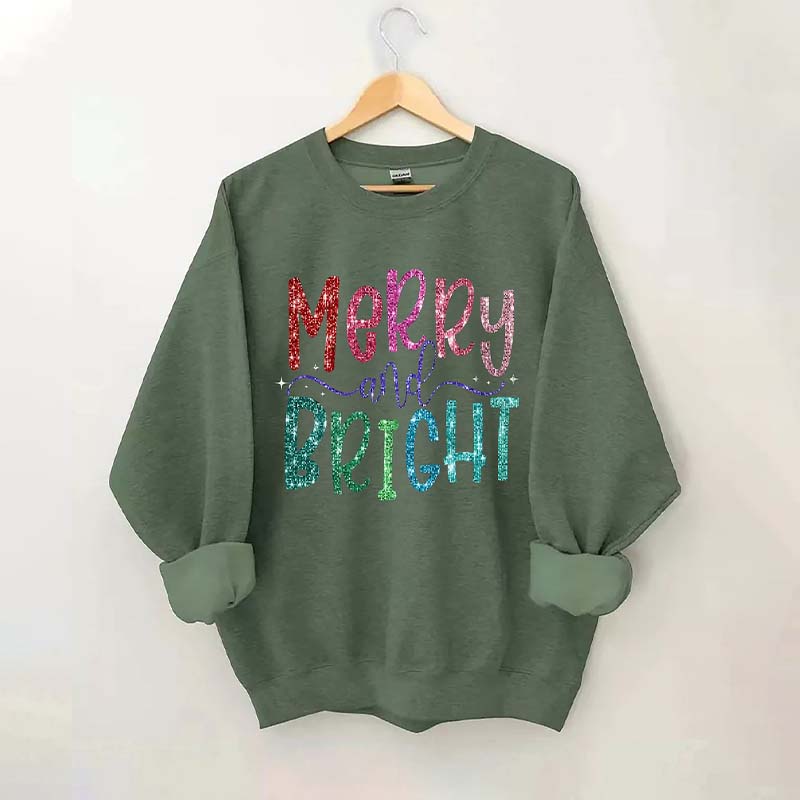 Merry And Bright Christmas Printed Sweatshirt