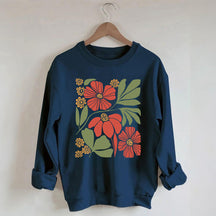 Botanical Neutral Red Minimalist Floral Sweatshirt