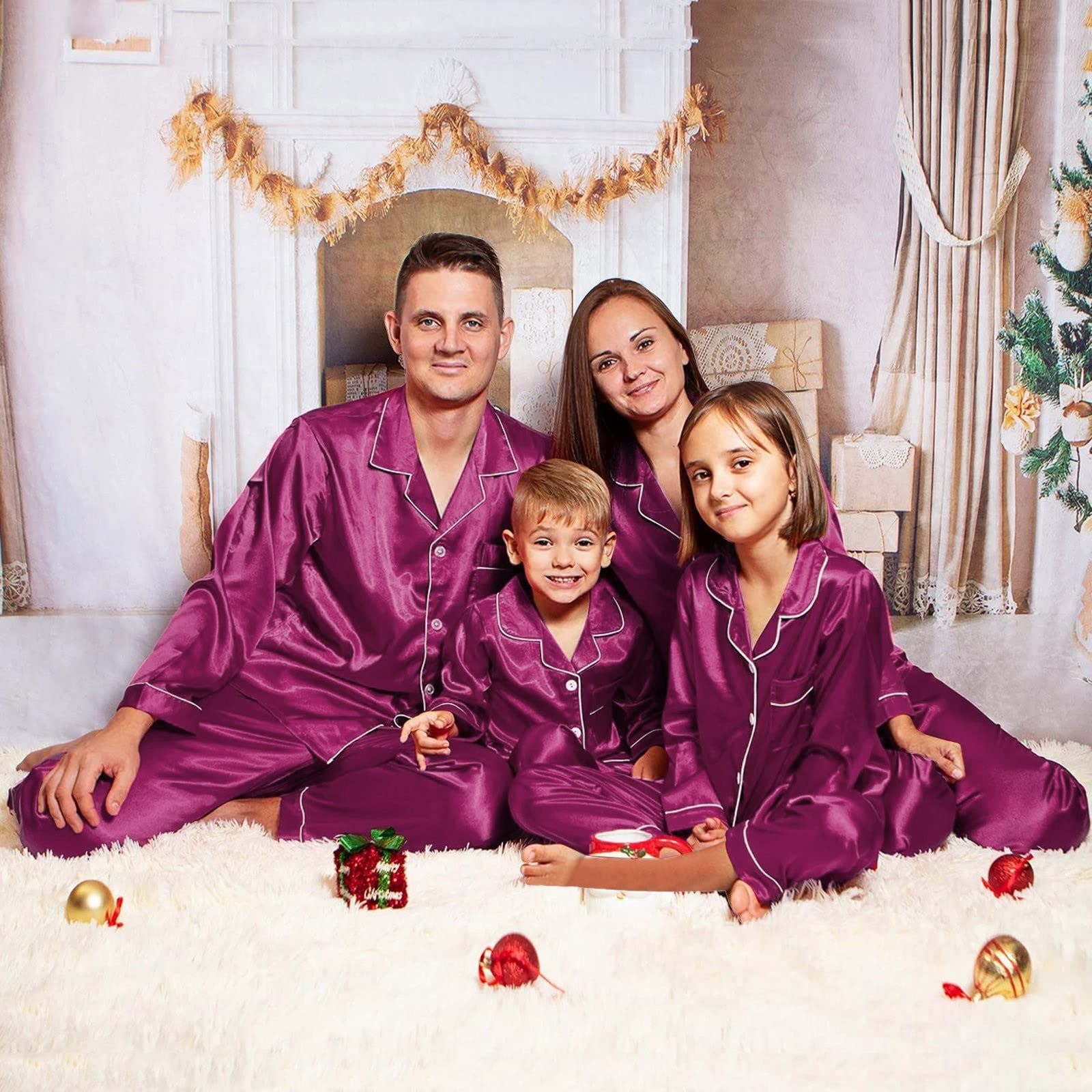 Family Matching Long-sleeved Silk Pajamas