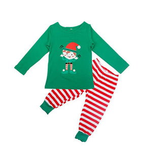 Christmas ELF Print Striped Family Matching Pajamas Set