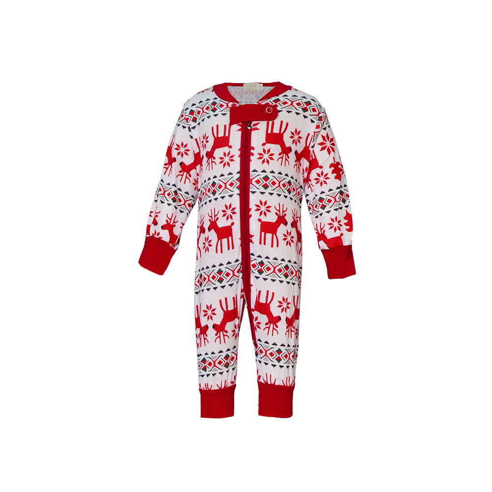 Family Matching Christmas Deer and Snowflake Pajamas Set