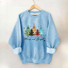 Merry and Bright Trees Women's Christmas Sweatshirt