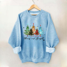 Merry and Bright Trees Women's Christmas Sweatshirt