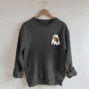 Cute Ghost Reading Book Cat Sweatshirt