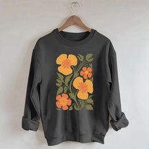 Yellow Abstract Botanical Flowers Sweatshirt