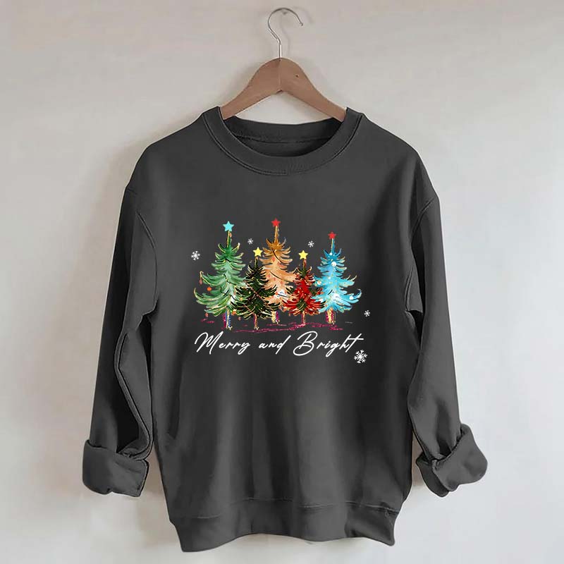 Merry and Bright Trees Women's Christmas Sweatshirt