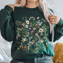 Sweat-shirt Vintage Fleurs Pressées