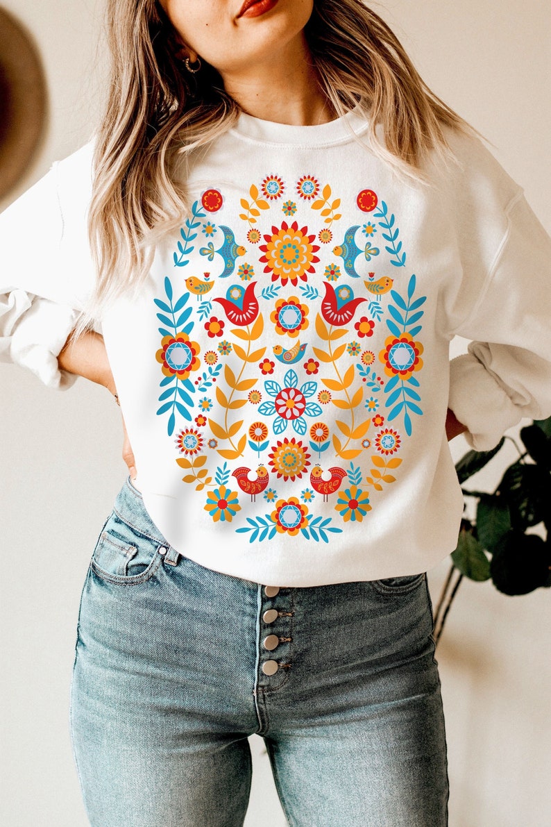 Scandinavian Folk Art Bird Sweatshirt