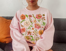 Flowers Butterfly Bee Pullover Sweatshirt