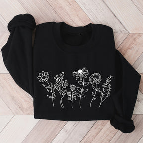 Blumen-Sweatshirt, botanisches Wildblumen-Sweatshirt