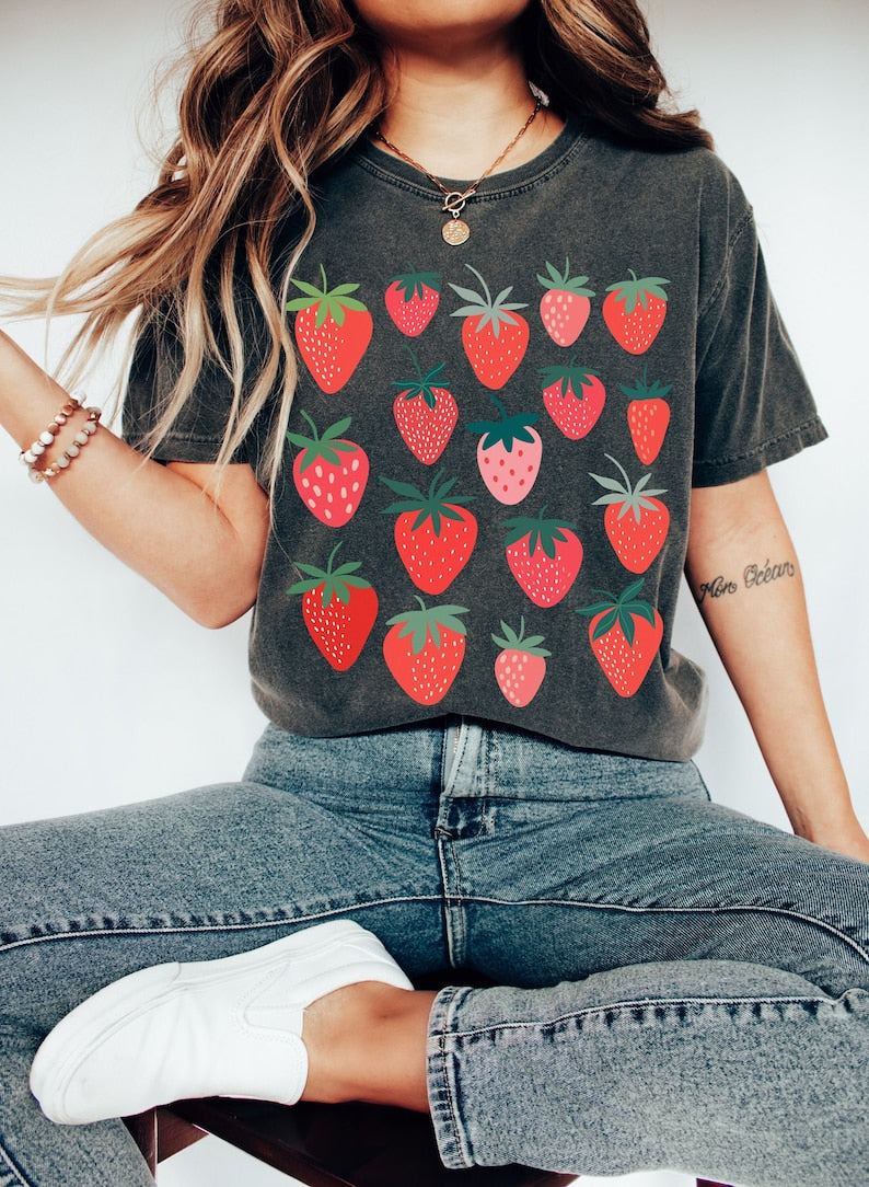 Comfort Colors Strawberry Shirt Kawaii Fruit Botanical Shirt