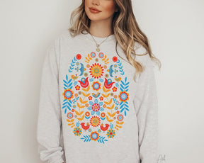 Scandinavian Folk Art Bird Sweatshirt