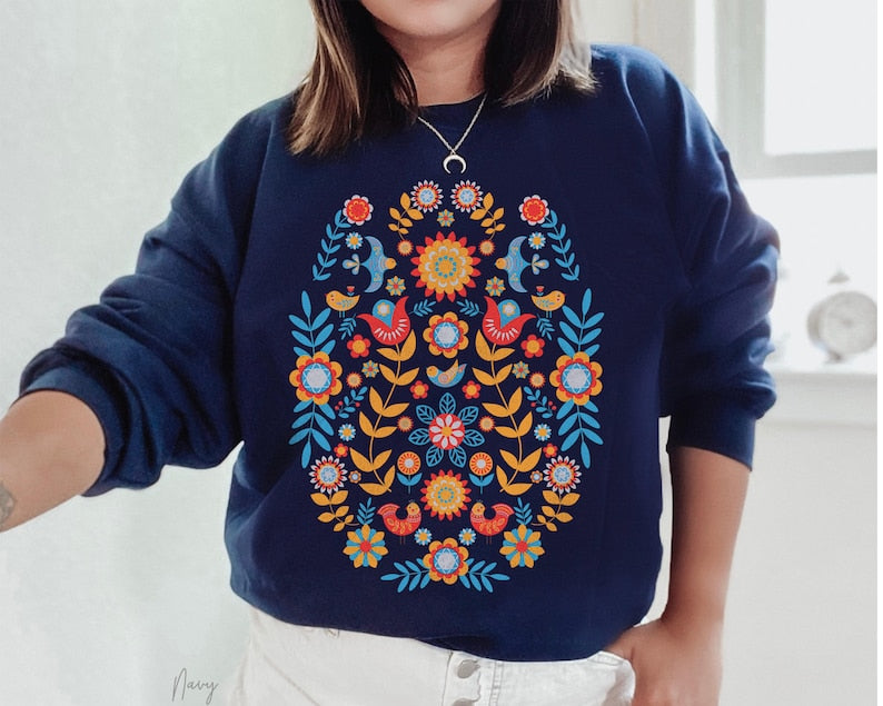 Scandinavian Folk Art Bird Sweatshirt