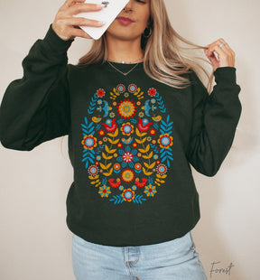 Scandinavian Folk Art Bird Sweatshirt