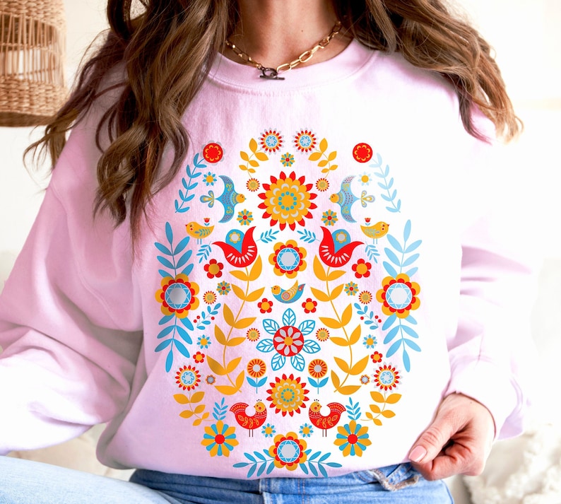 Scandinavian Folk Art Bird Sweatshirt