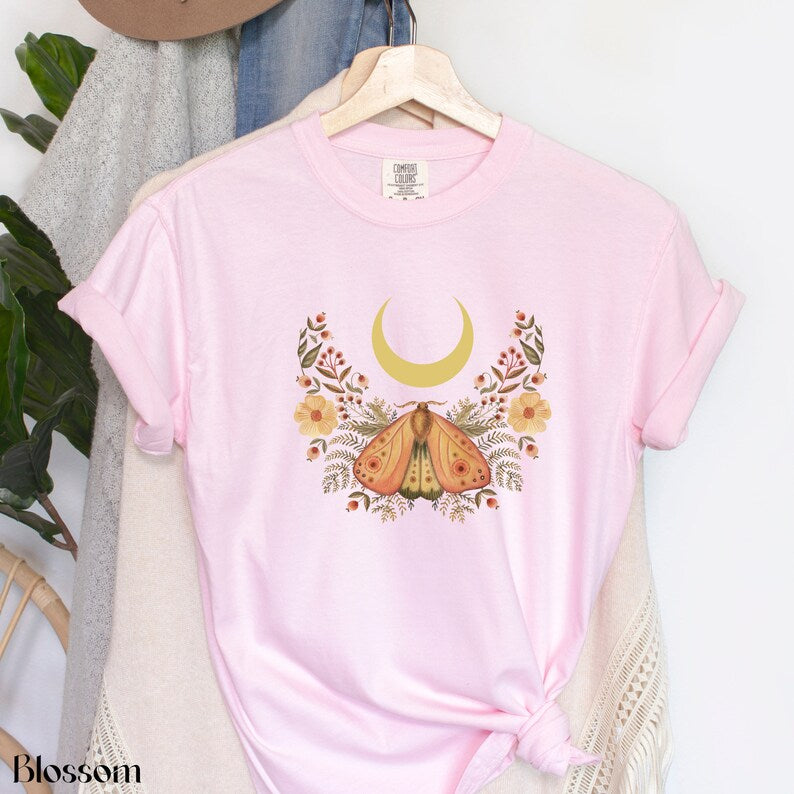 Moon Moth Flower T Shirts T-shirt graphique