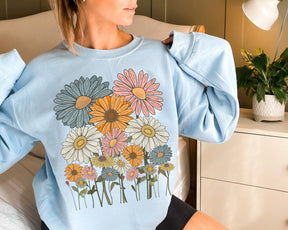 Retro Daisies Flower Sweatshirt