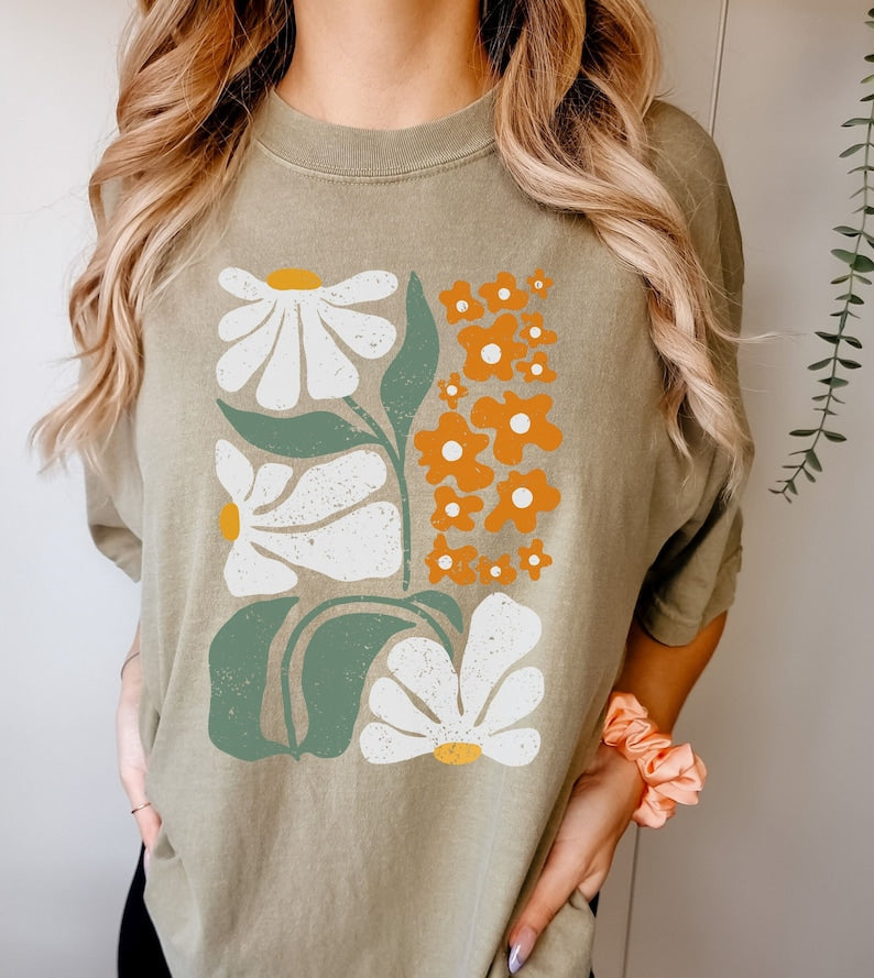 Boho Floral T Shirt Wild Flowers Tshirt