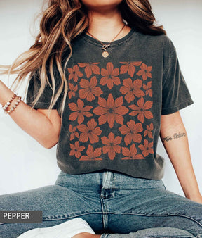 Boho Botanical Flowers Oversized Tshirt