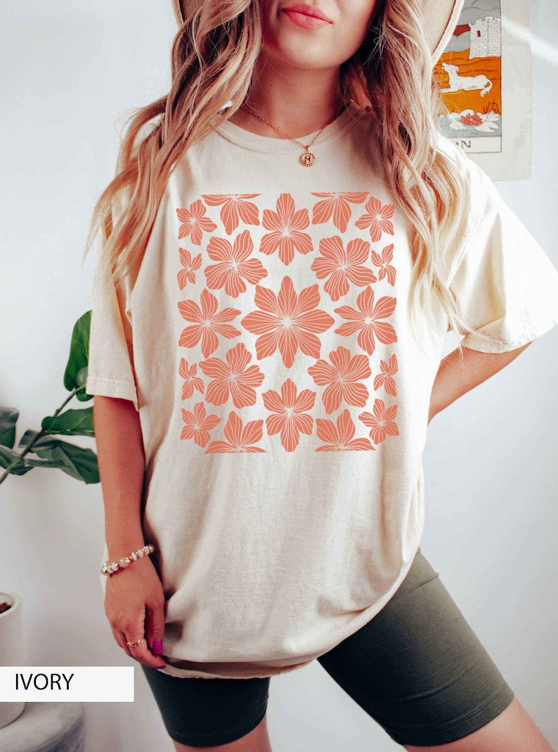 Boho Botanical Flowers Oversized Tshirt