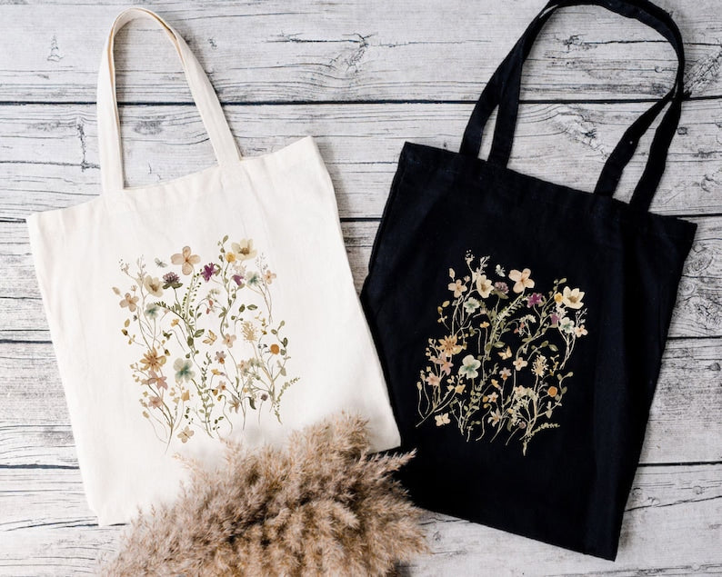 Wildflower Tote Bag Vintage Flower Bag