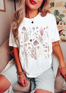 Retro Pressed Flowers Shirt GIft For Her