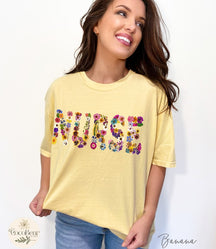 Pressed Flowers Tshirt NURSE Comfort Colors Tee