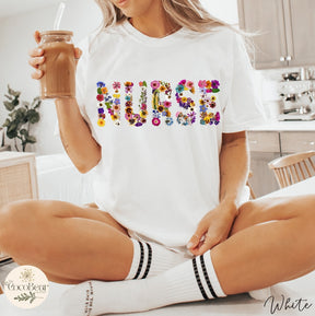 Pressed Flowers Tshirt NURSE Comfort Colors Tee