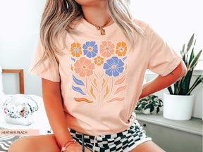 Wildblumen-Vintage-inspiriertes Grafik-T-Shirt