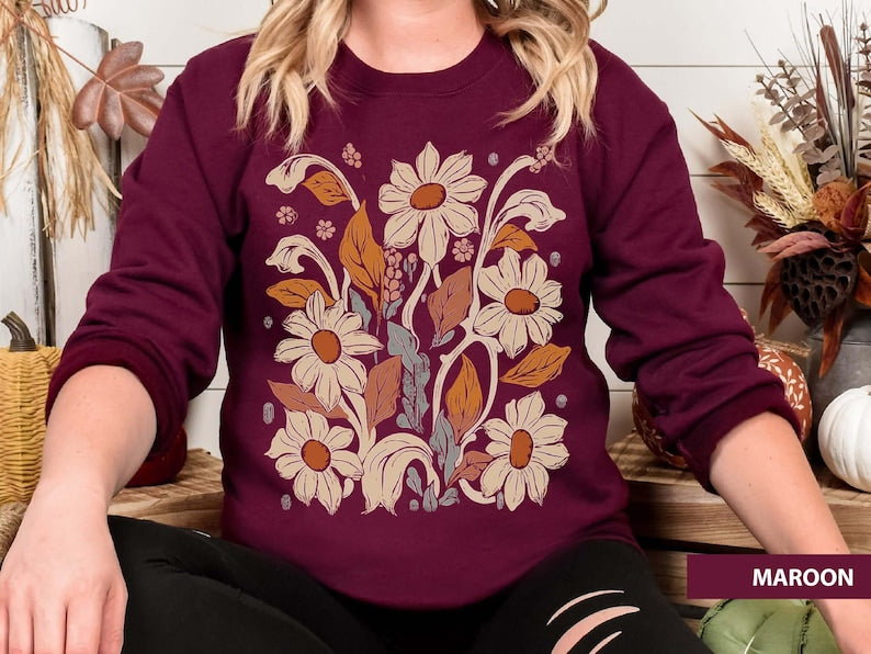 Unisexe Crewneck Boho Flower Sweatshirt