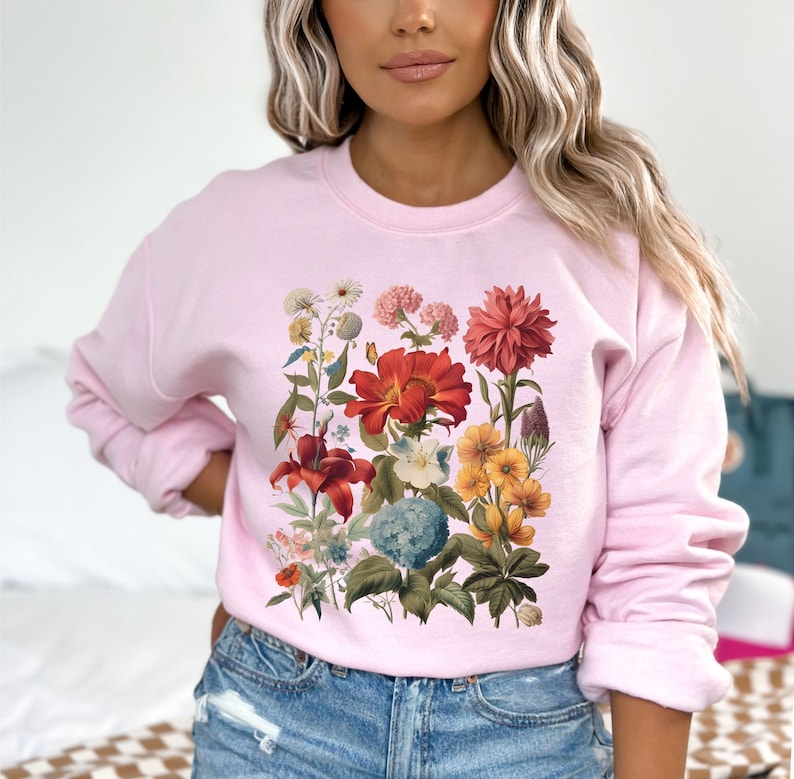 Boho Cottagecore Crewneck Blumen-Sweatshirt