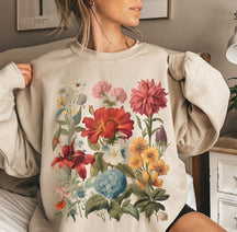 Boho Cottagecore Crewneck Blumen-Sweatshirt