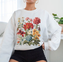 Boho Cottagecore Crewneck Blumen-Sweatshirt